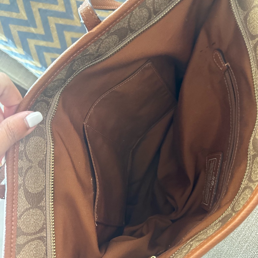 Coach Tan and Brown Signature Tote
